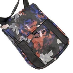 BOUTIQUE Black Floral Vegan Leather Crossbody Shoulder Hand Bag Purse Pocketbook